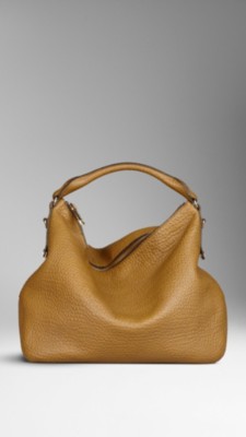 Medium Heritage Grain Leather Hobo Bag