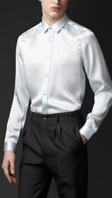 Classic Fit Silk Satin Shirt