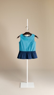 Colour Block Cotton Peplum Top