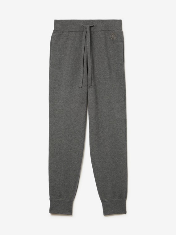 Pantaloni da jogging in misto cashmere con monogramma (Grigio Tempesta Mélange)