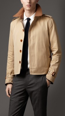 Wool Collar Cotton Gabardine Jacket