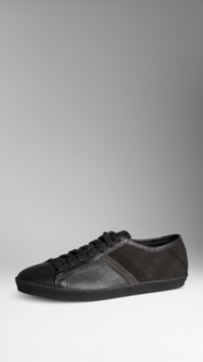 Check Cotton Leather Trainers
