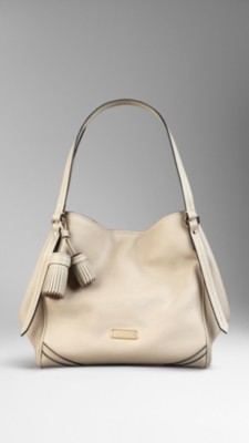 Bolso tote pequeño en cuero con puntadas dobles