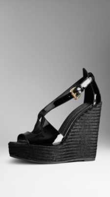 Patent Leather Espadrille Wedges