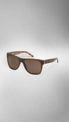 Check Detail Square Frame Sunglasses