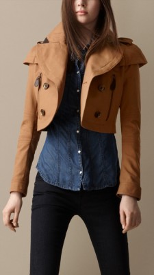 Cropped Cotton Trench Jacket