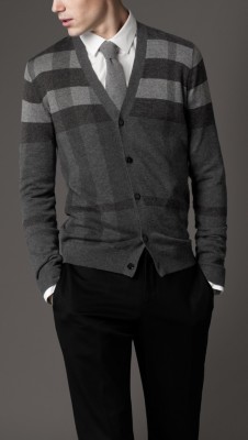 Check Wool Cardigan