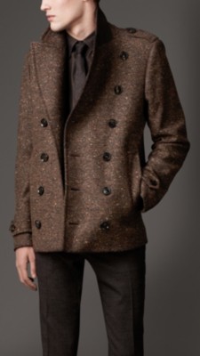 Wool Blend Cropped Pea Coat
