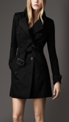 Mid-Length Cotton Gabardine Trench Coat