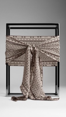 Painted Geometric Silk Scarf