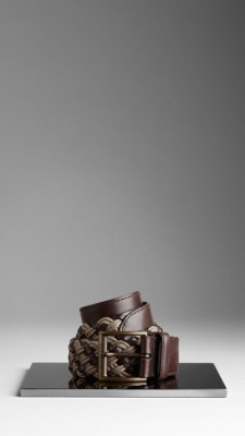Woven Cord and Leather Belt