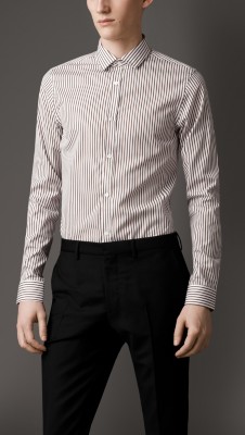 Slim Fit Striped Cotton Shirt