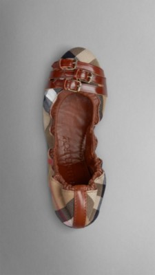 Bridle House Check Ballerinas