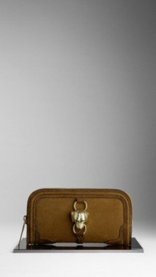 Country Animal Suede Nubuck Clutch Bag