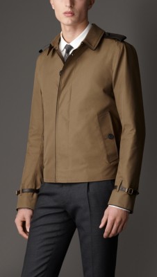 Leather Detail Harrington Jacket