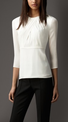 Stretch-Silk Crossover Front Top