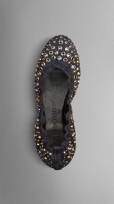 Embellished Suede Ballerinas