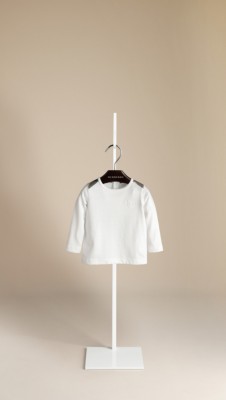 Long Sleeve Check Detail T-Shirt