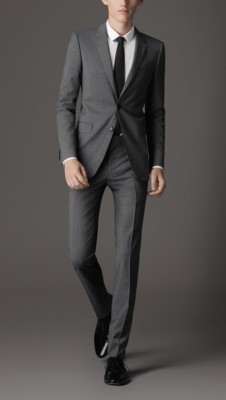 Slim Fit Virgin Wool Pinstripe Suit