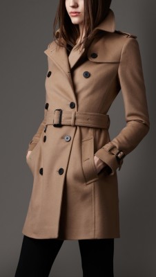 Mid-Length Wool Cashmere Trench Coat