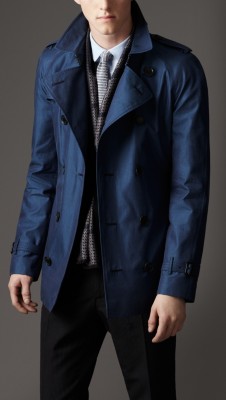 Short Cotton Gabardine Trench Coat