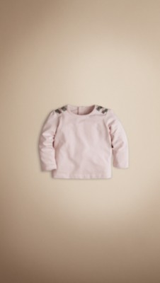 Check Detail Cotton T-Shirt