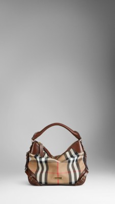 Small Bridle House Check Hobo Bag