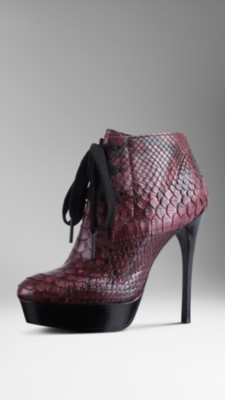 Python Leather Platform Boots