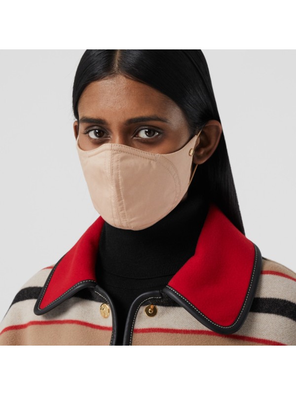 Logo Detail Cotton Face Mask in Soft Fawn | Burberry - cell image 2