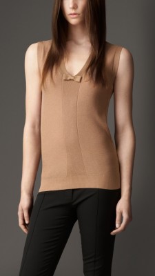 Bow Detail Silk Cotton Vest