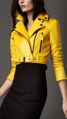 Patent Python Cropped Biker Jacket