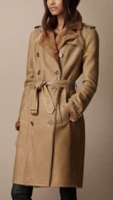 Long Shearling Lined Trench Coat