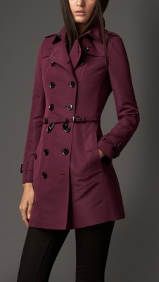 Mid-Length Silk-Blend Faille Trench Coat