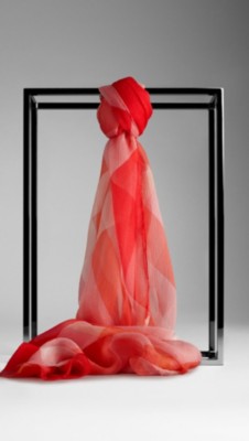 Check Silk Crépon Scarf