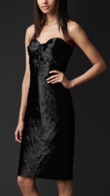 Pleated Metallic Bustier Dress