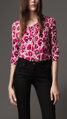 Animal Floral Print Silk Shirt