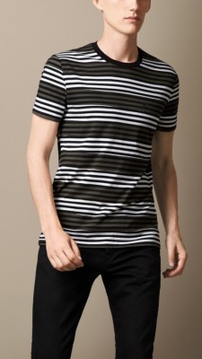 Contrast Stripe Cotton T-Shirt