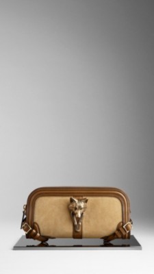 Country Animal Suede Nubuck Clutch Bag