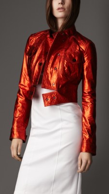 Cropped Metallic Leather Jacket