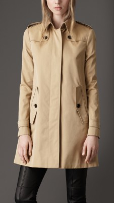 Mid-Length Cotton Gabardine A-Line Coat