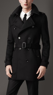 Mid-Length Wool Cashmere Trench Coat