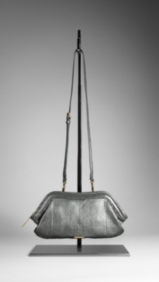 Metallic Python Leather Clutch Bag