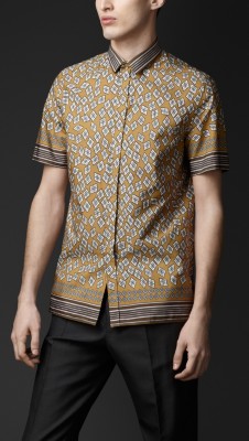 Camisa de algodón con estampado a rombos