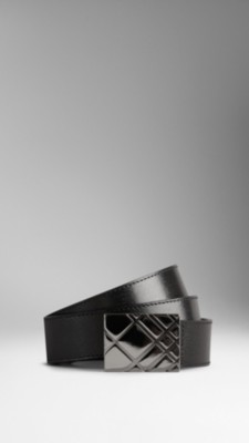 Leather Check Buckle Belt