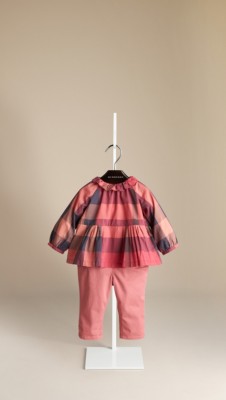Ruffle Neck Check Blouse