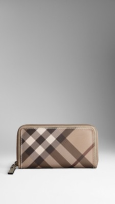 Smoked Check Metallic Trim Ziparound Wallet