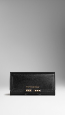 London Leather Studded Bow Continental Wallet