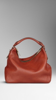 Medium Heritage Grain Leather Hobo Bag