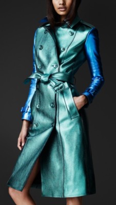 Metallic Leather Trench Coat