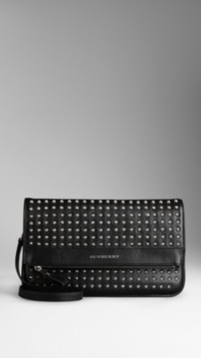 Studded Leather Foldover Crossbody Bag